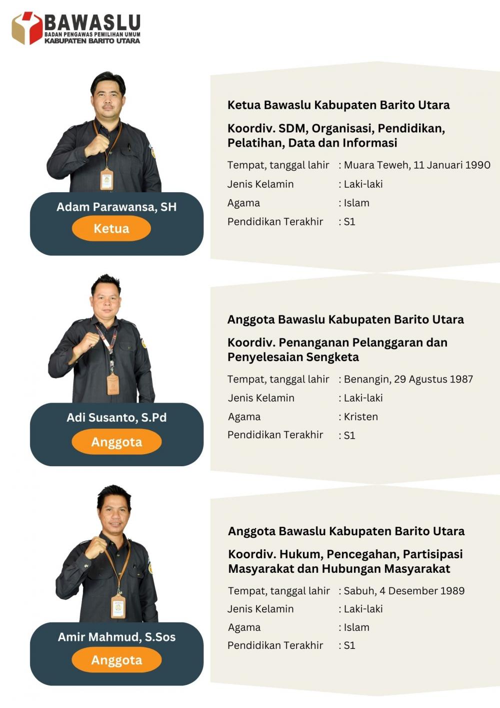 Pimpinan Bawaslu Kabupaten Barito Utara