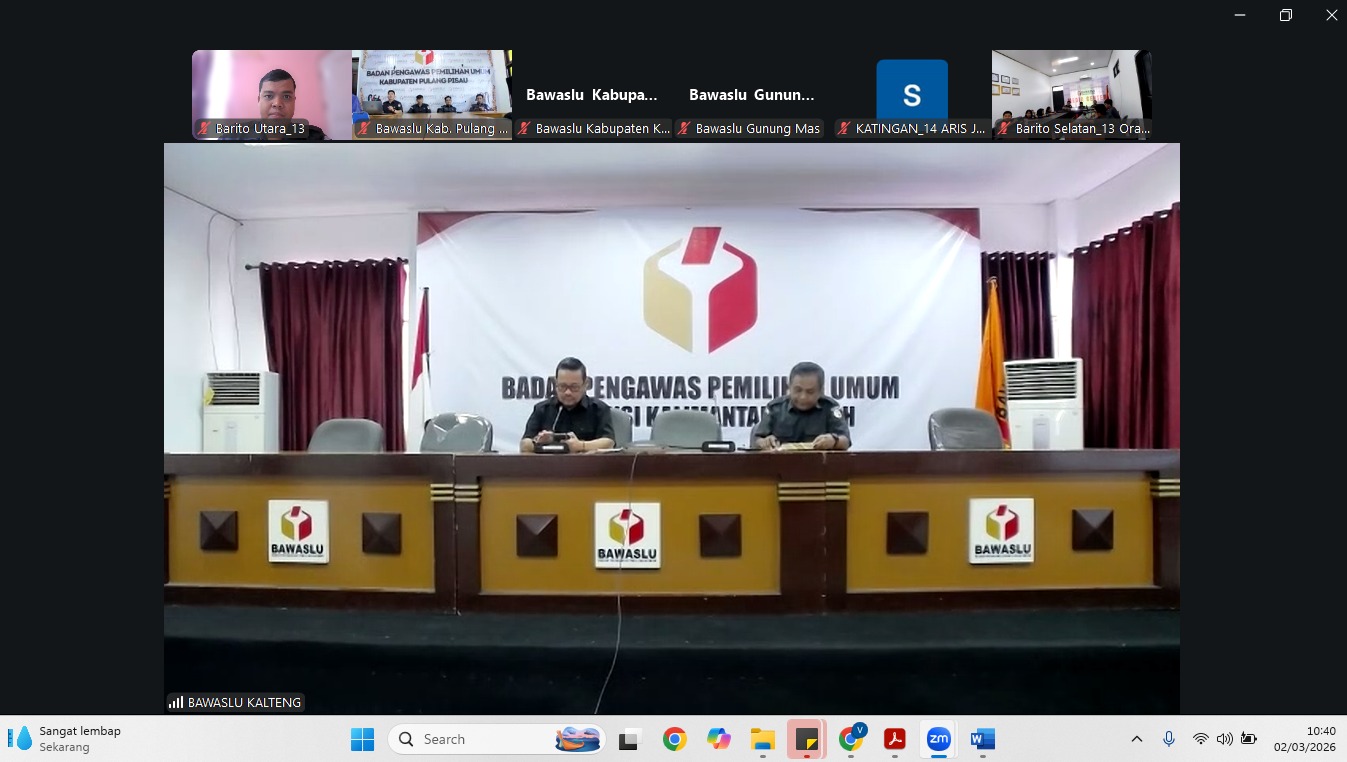 Bawaslu Barito Utara mengikuti rapat percepatan LHKPN dan SPT Tahunan via zoom (2/3/2026).