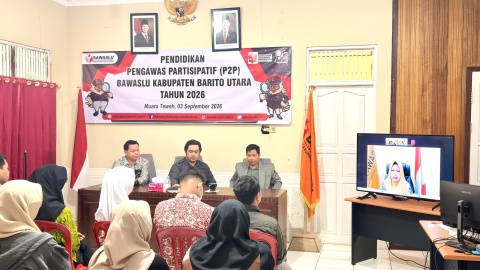 Badan Pengawas Pemilihan Umum (Bawaslu) Kabupaten Barito Utara melaksanakan kegiatan Pendidikan Pengawas Partisipatif (P2P) Tahun 2026 secara luring pada Kamis (03/09/2026)