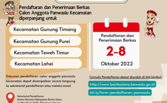 Pendaftaran Calon Anggota Panwaslu Kecamatan Dalam Pemilu Serentak Tahun 2024 Diperpanjang